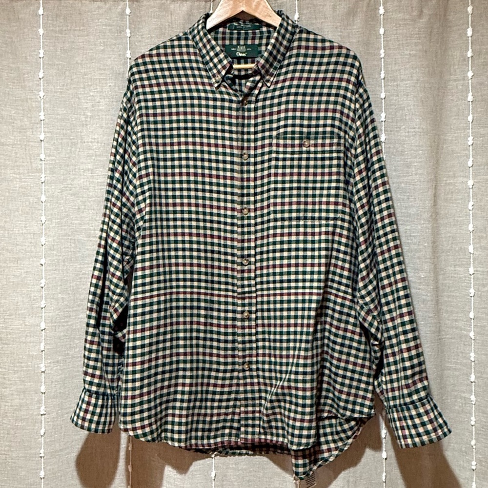 Vintage Orvis Men's Casual Checkered Shirt - Green and Black